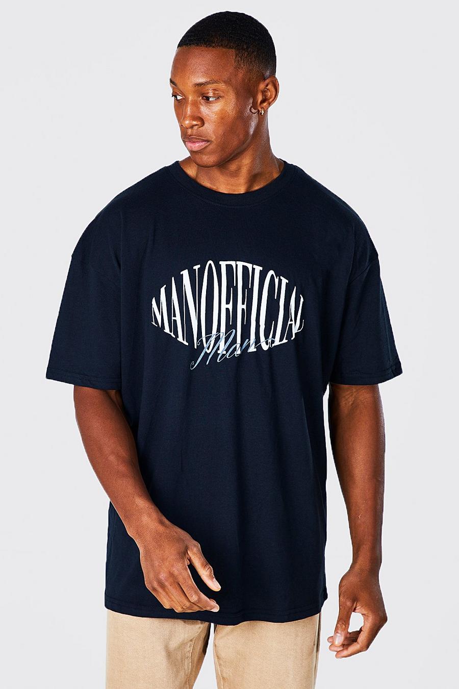 Black Oversized Man Official Puff Print T-shirt image number 1
