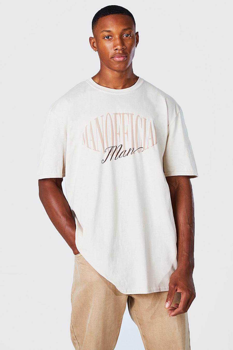 T-shirt oversize à imprimé en relief - MAN Ofcl, Sand image number 1