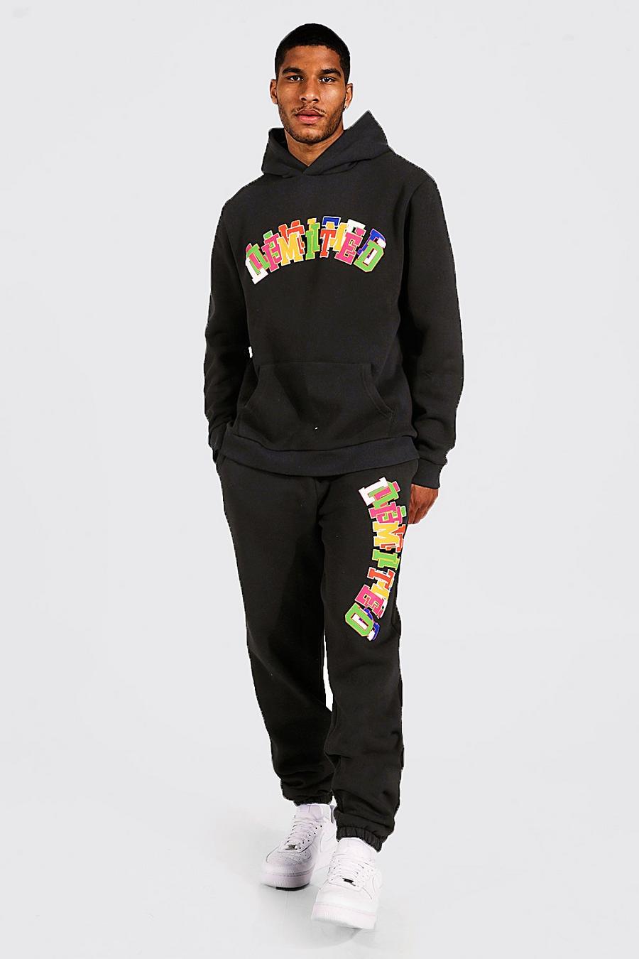 Black Tall Limited Puff Print Hooded Tracksuit image number 1