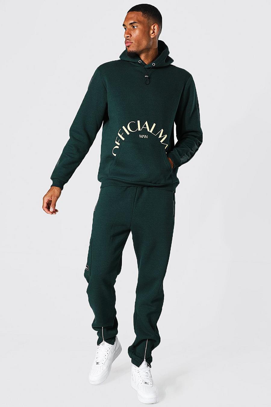 Dark green Tall Official Man Cargo Hooded Tracksuit image number 1