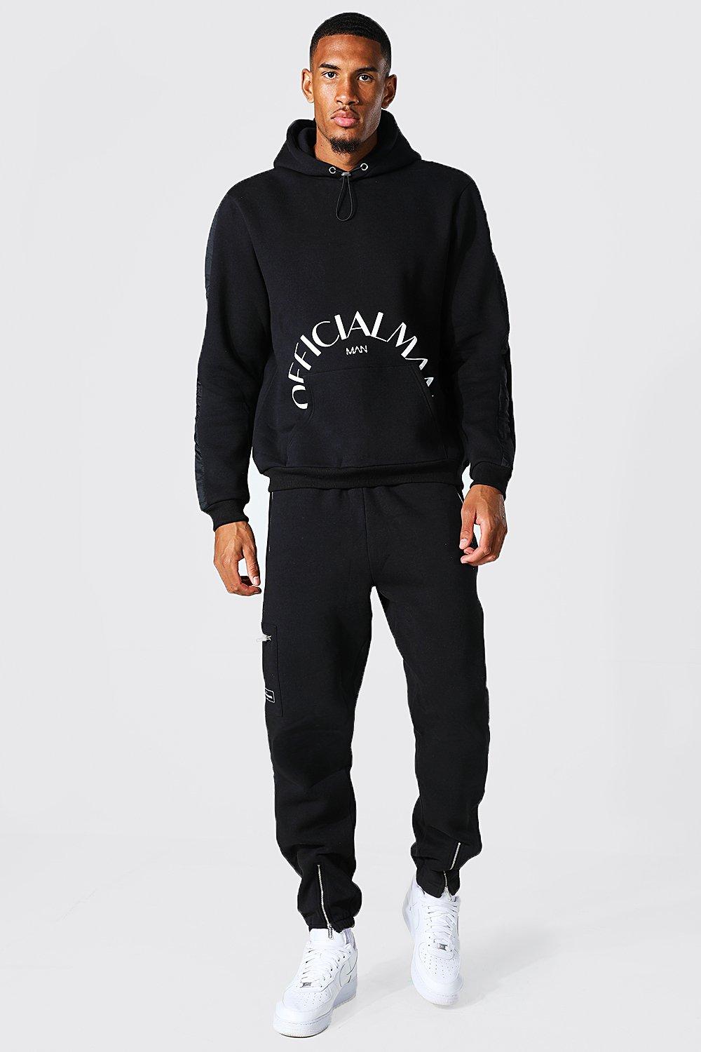 Tall Official Man Cargo Hooded Tracksuit | boohoo NZ