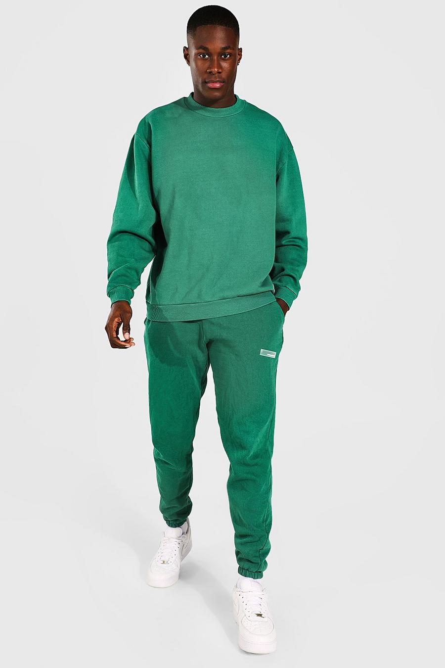 ירוק חליפת טרנינג סווטשירט אוברסייז בצביעה כפולה מסדרת Man image number 1