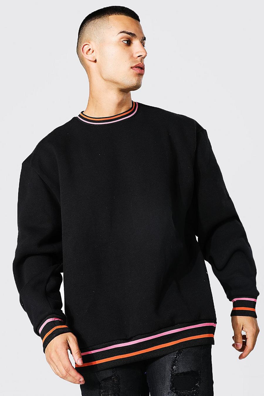 Black Sweatshirt med sportiga muddar image number 1