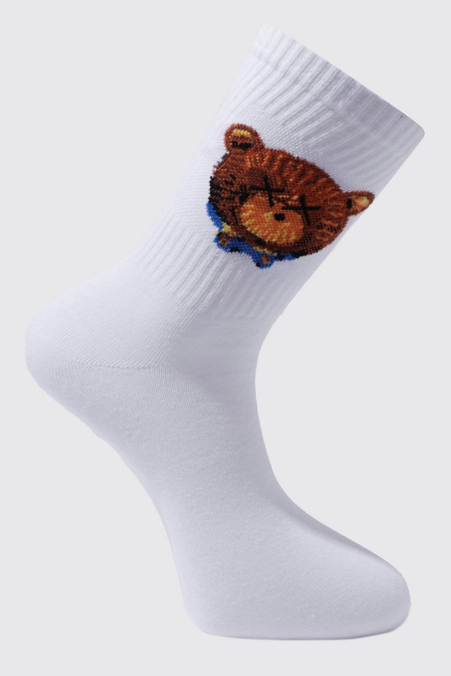 Teddy Jacquard-Socken, White image number 1