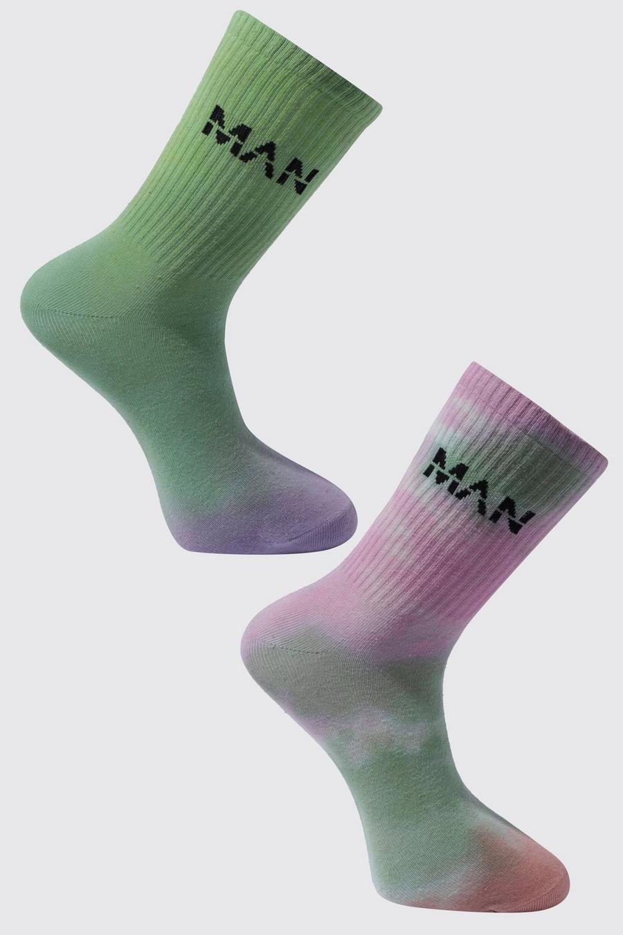 Pink 2 Pack Tie Dye Man Socks image number 1