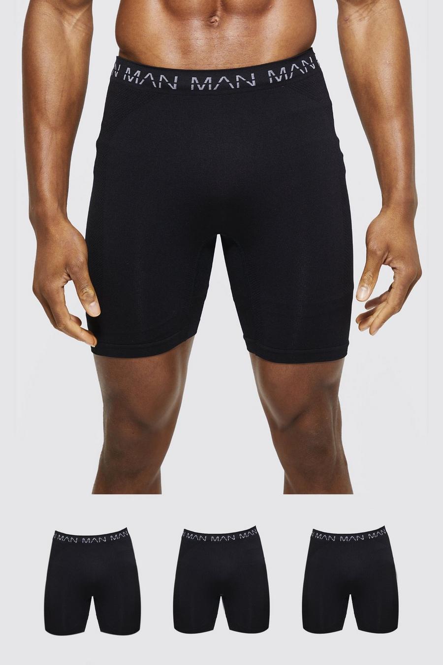 Black 3 Pack Man Active Gym Seamless Boxers image number 1