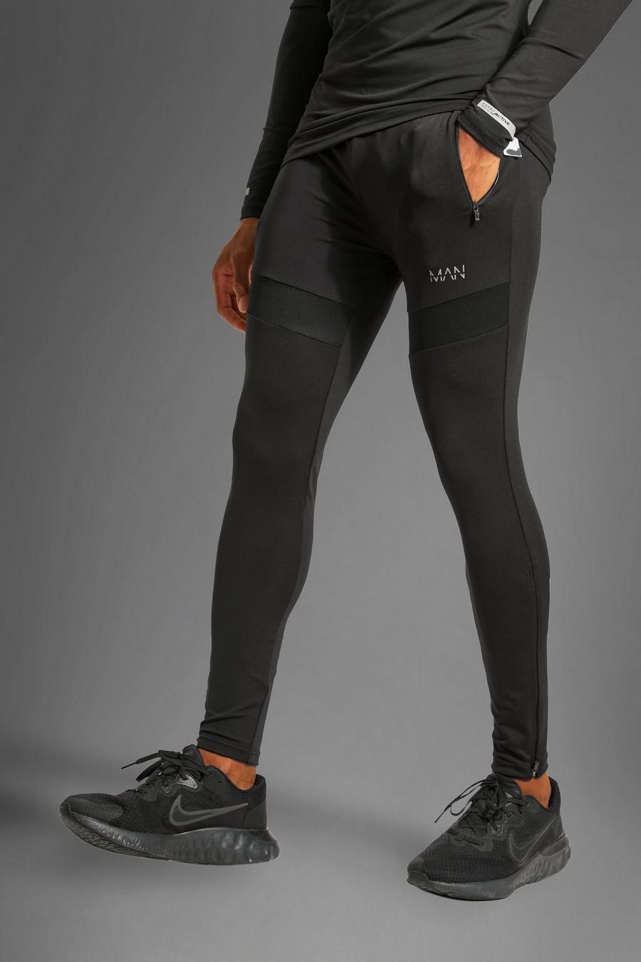 Black Man Active Gym Zip Detail Legging With Mesh image number 1