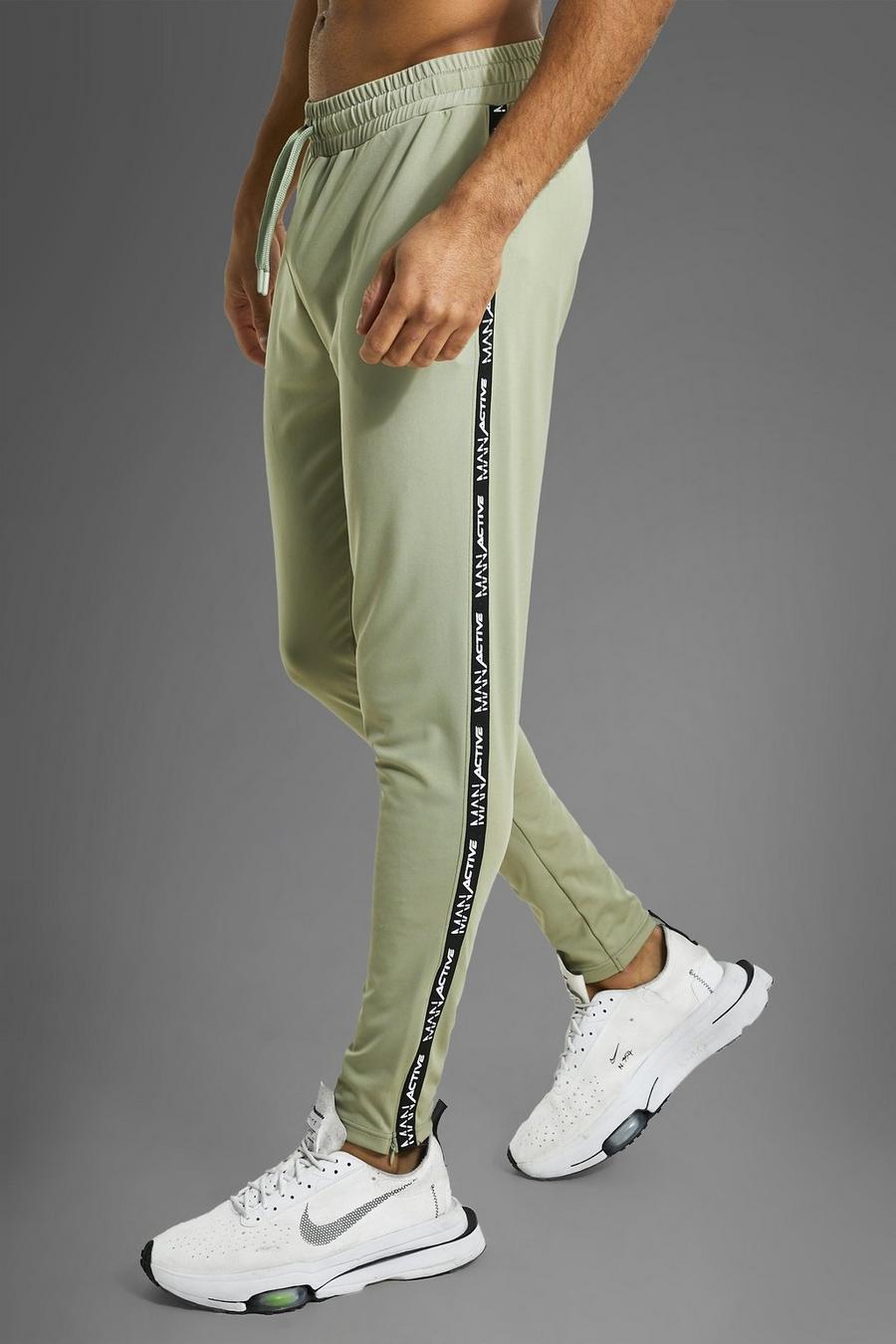 Olive Man Active Gym Jogger With Taping image number 1