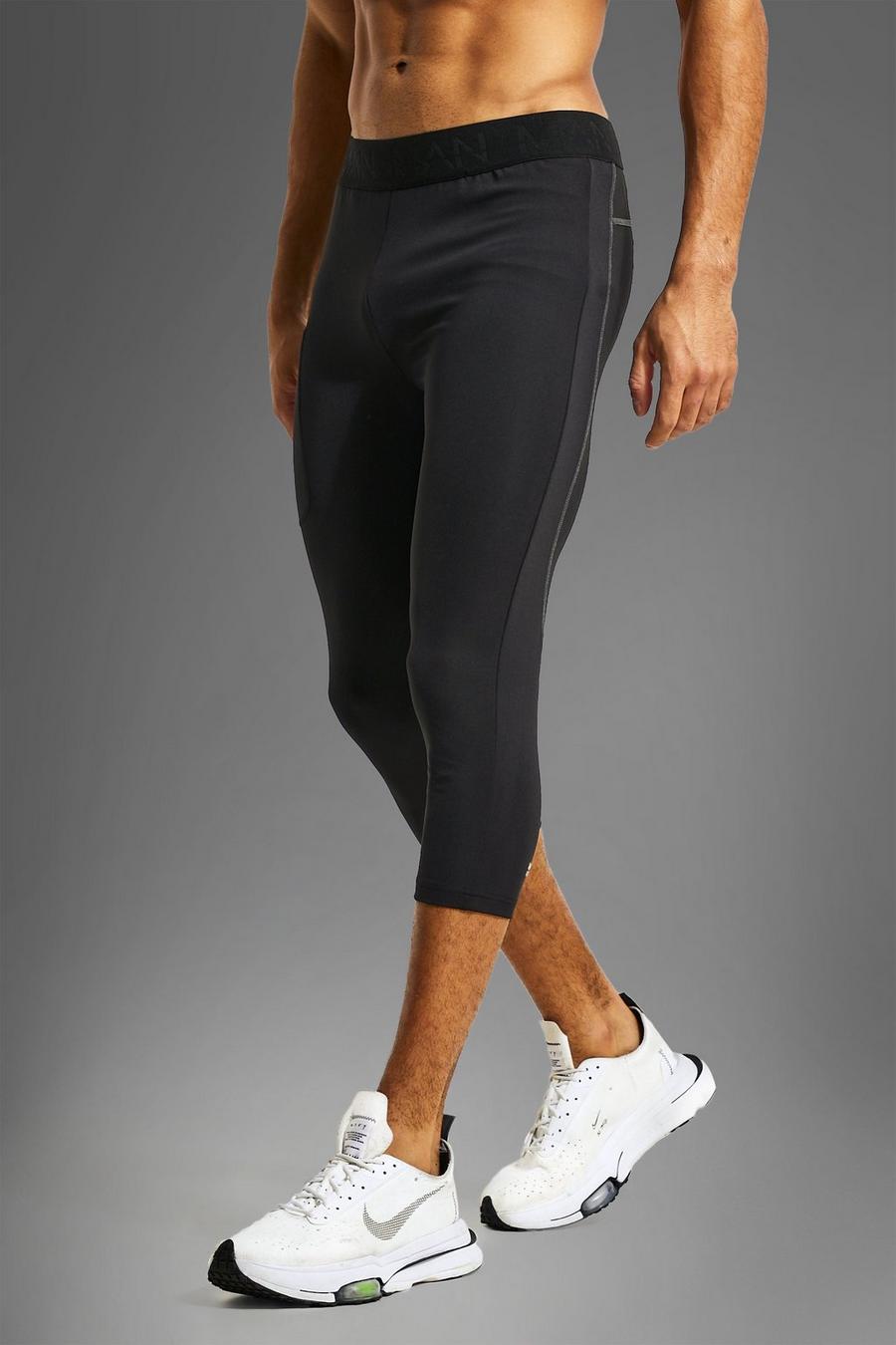 Man Active Gym 3/4 Leggings mit Print, Black image number 1
