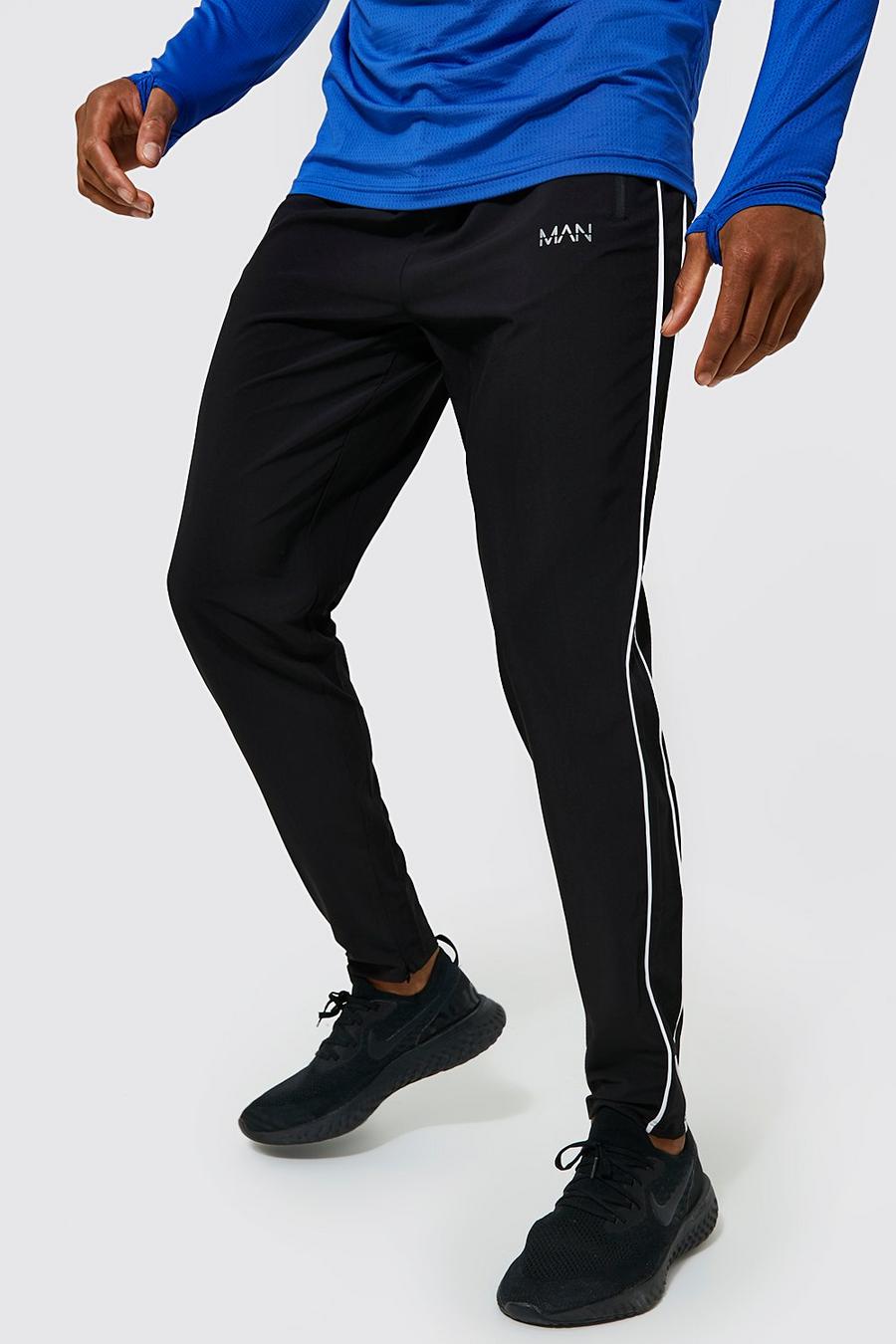 Black Man Active Gym Jogger With Double Piping image number 1