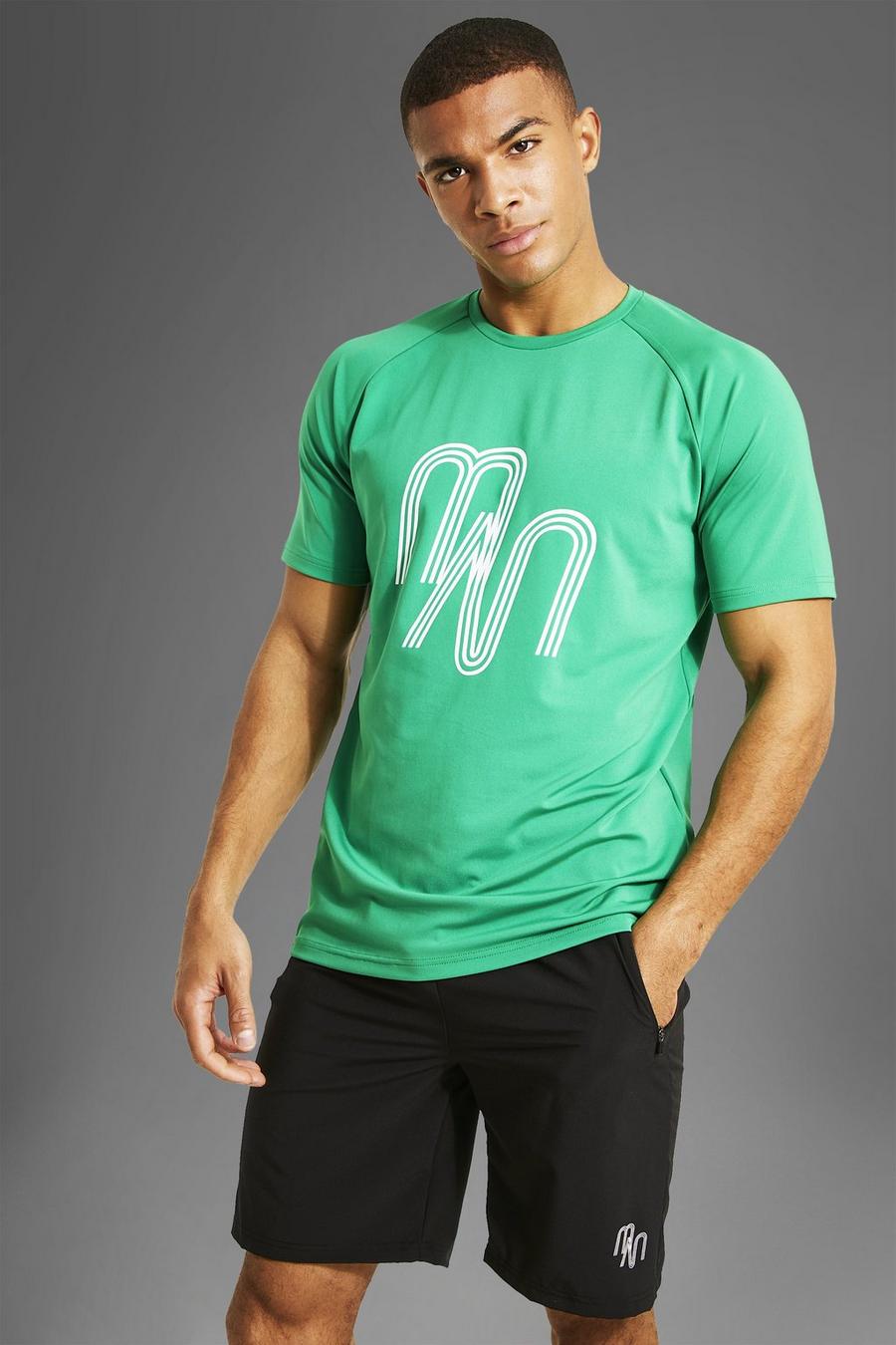 Camiseta MAN Active deportiva con estampado gráfico retro, Green image number 1