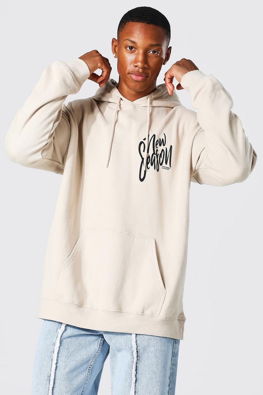 Sand Oversized New Season Graphic Hoodie image number 1