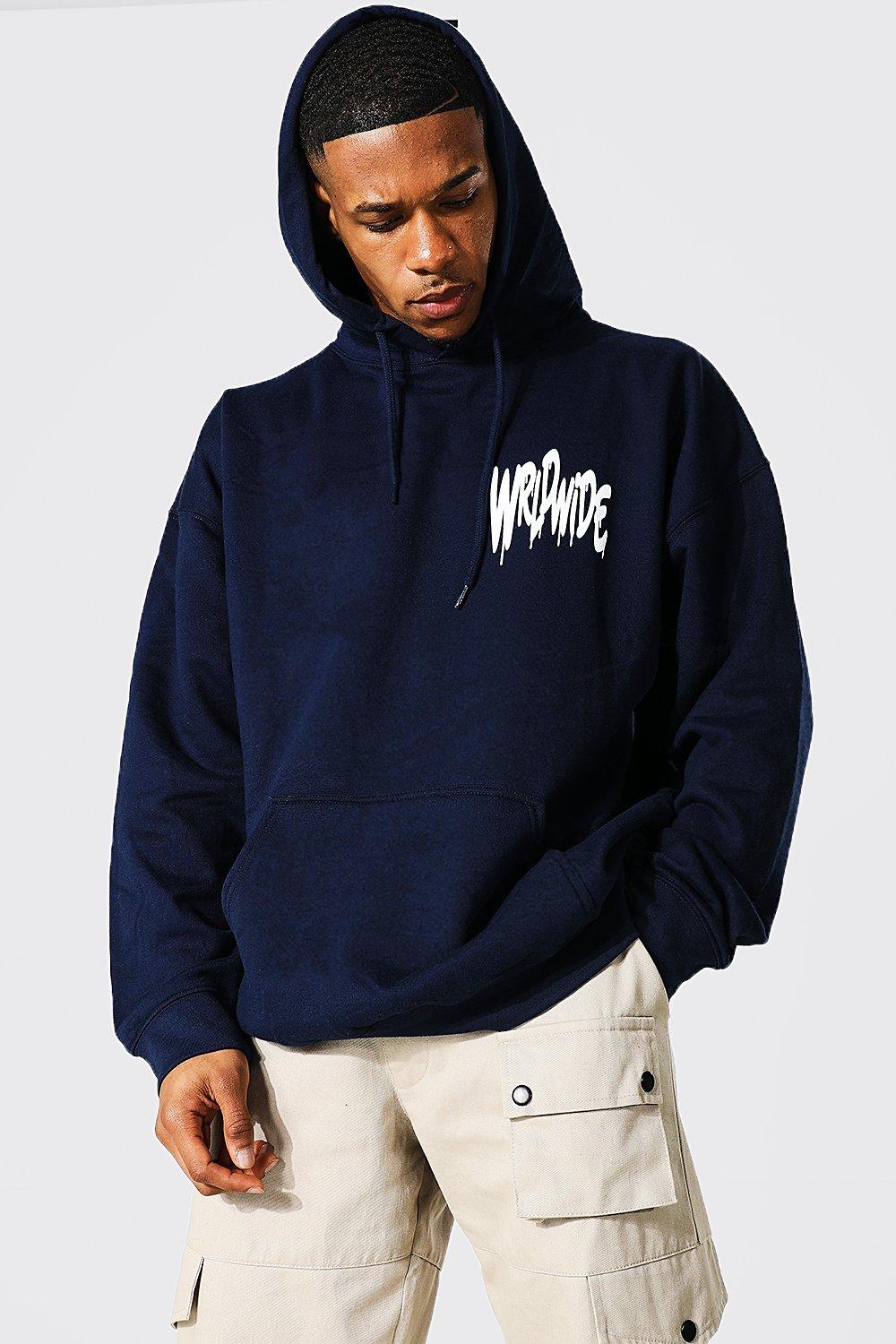 Navy blue 2025 graphic hoodie