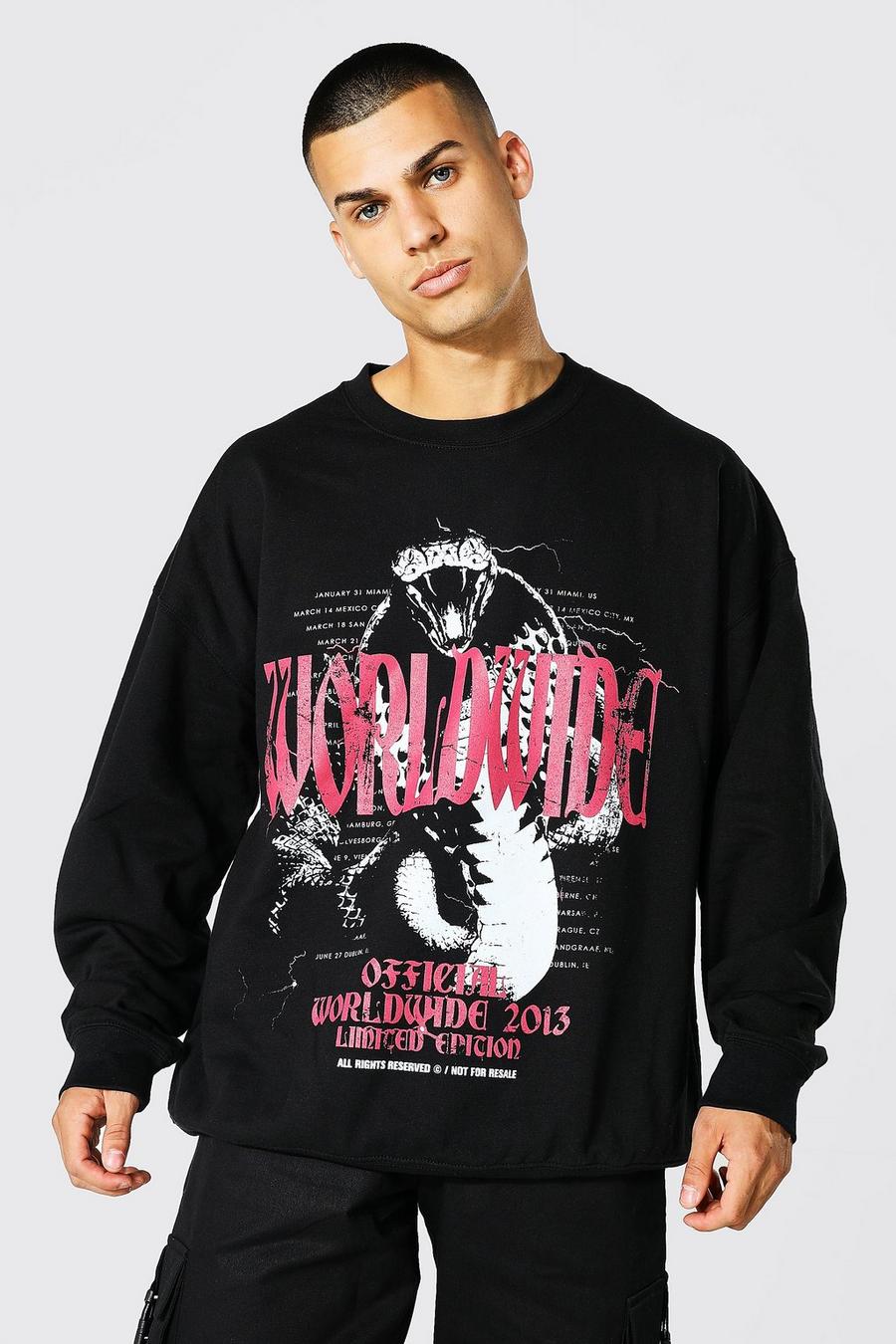 Black Oversize sweatshirt med orm image number 1