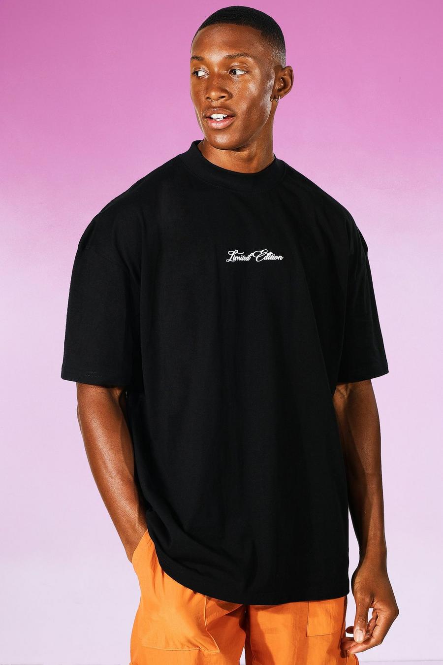 Camiseta oversize con cuello extendido Limited Edition, Black image number 1