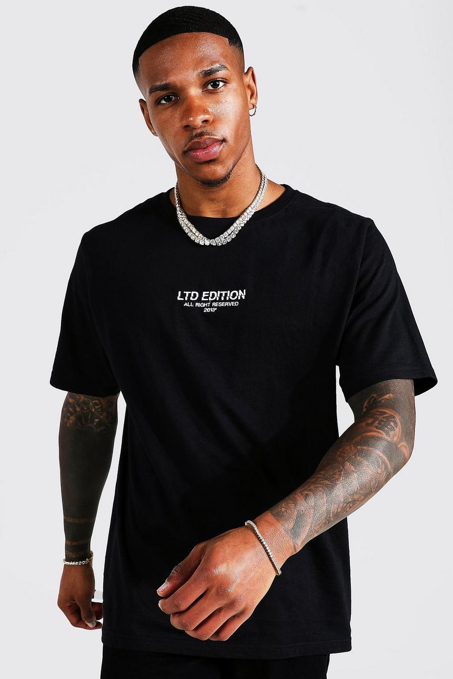 Camiseta oversize con estampado Worldwide, Black negro image number 1