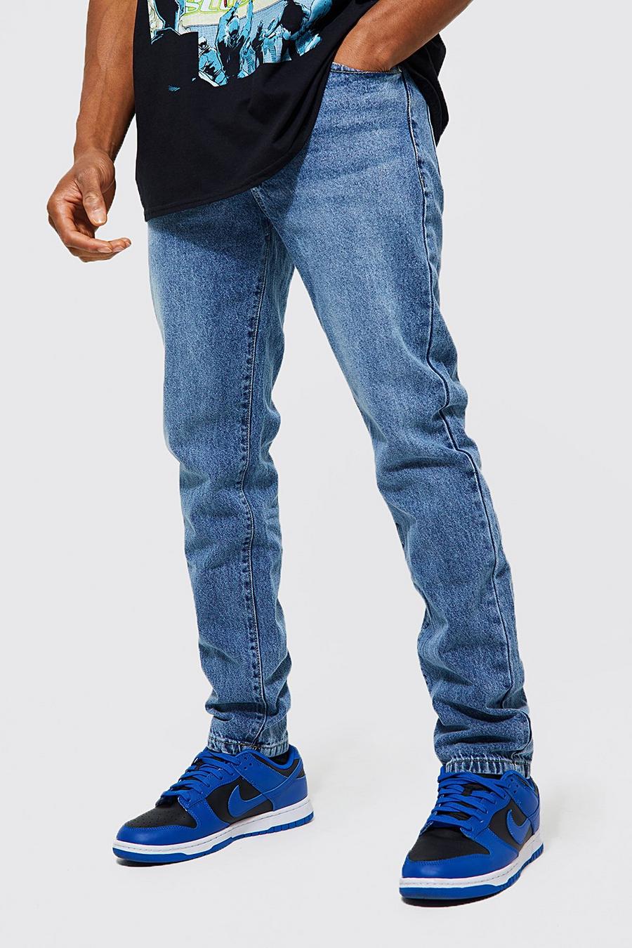 Schmale Jeans mit recycelter Baumwolle, Light blue bleu