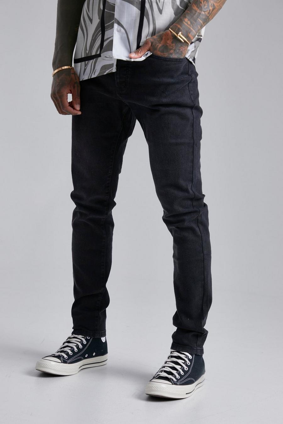 Skinny Stretch Jeans mit Polyester, Washed black image number 1