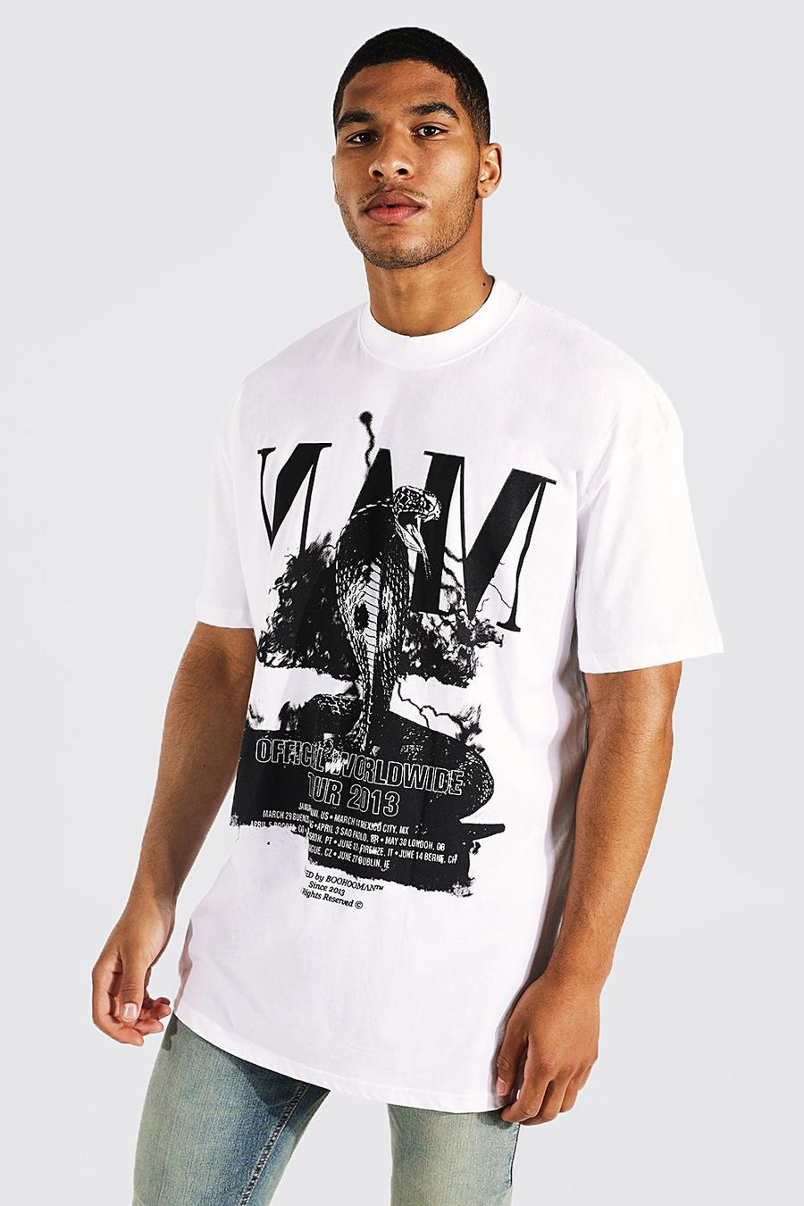 White Tall Snake Graphic T-shirt With Extended Neck image number 1