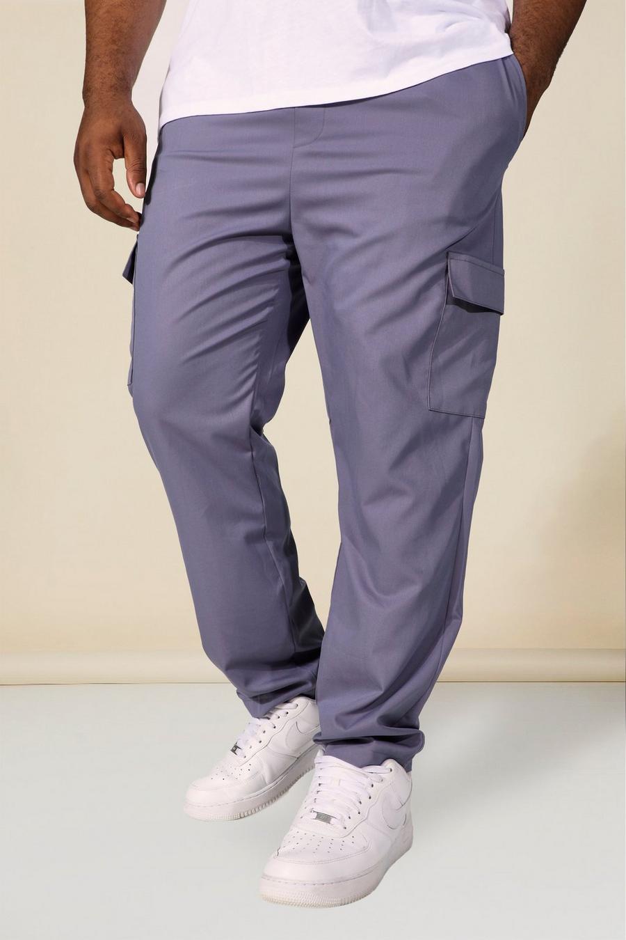 Slate grey Plus - Kostymbyxor i skinny fit med cargofickor
