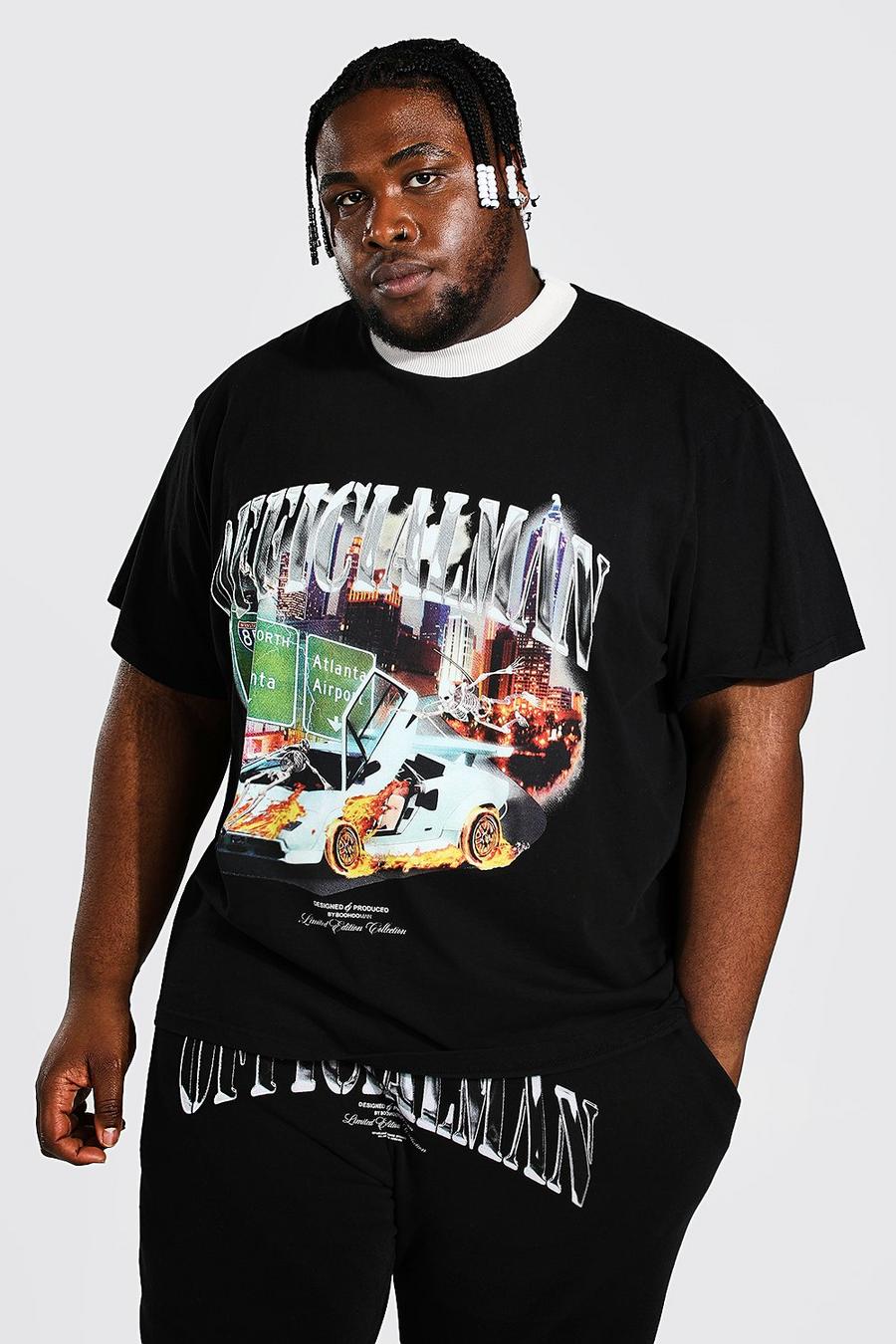 Camiseta Plus holgada Official con estampado de coche, Black image number 1