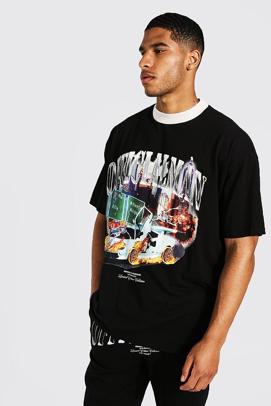Black Tall Oversized Official Car Washed T-shirt image number 1