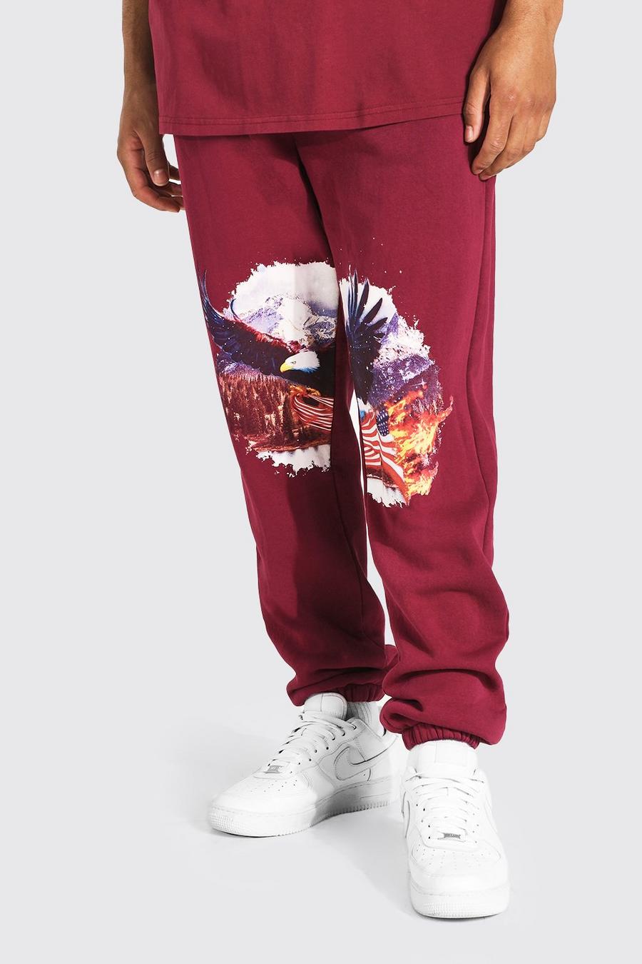 Burgundy Tall Official Eagle Washed Jogger image number 1
