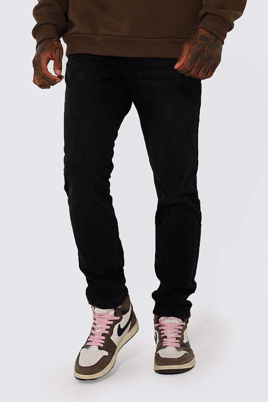 Jeans Slim Fit in denim rigido con cotone , Washed black image number 1