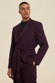 Purple Relaxed Double Breasted Suit Jacket With Belt