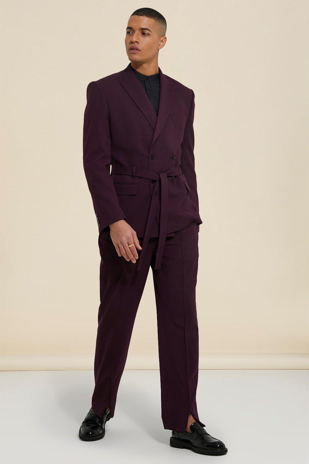 Relaxed Double Breasted Suit Jacket With Belt