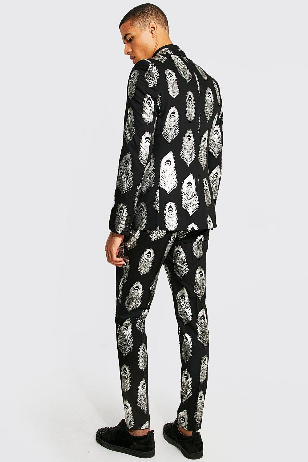 Skinny Double Breasted Peacock Suit Jacket