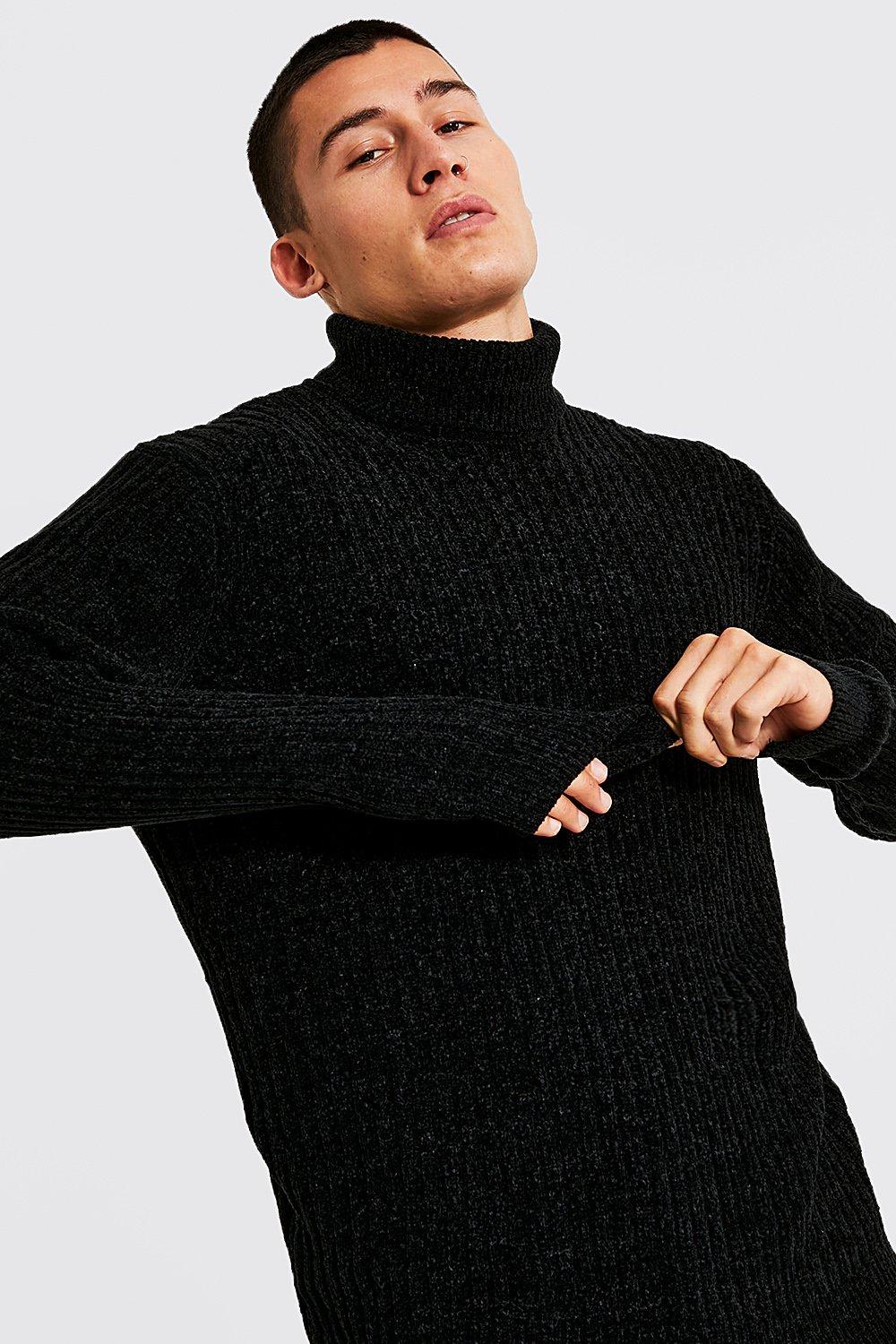 Regular Roll Neck Chenille Ribbed Jumper