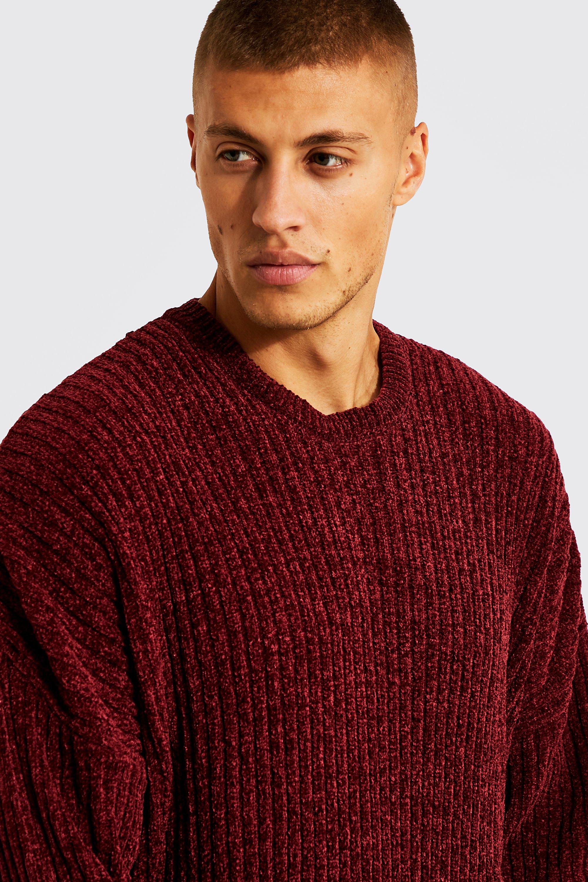 Oversized Ribbed Chenille Crew Neck Jumper boohoo IL