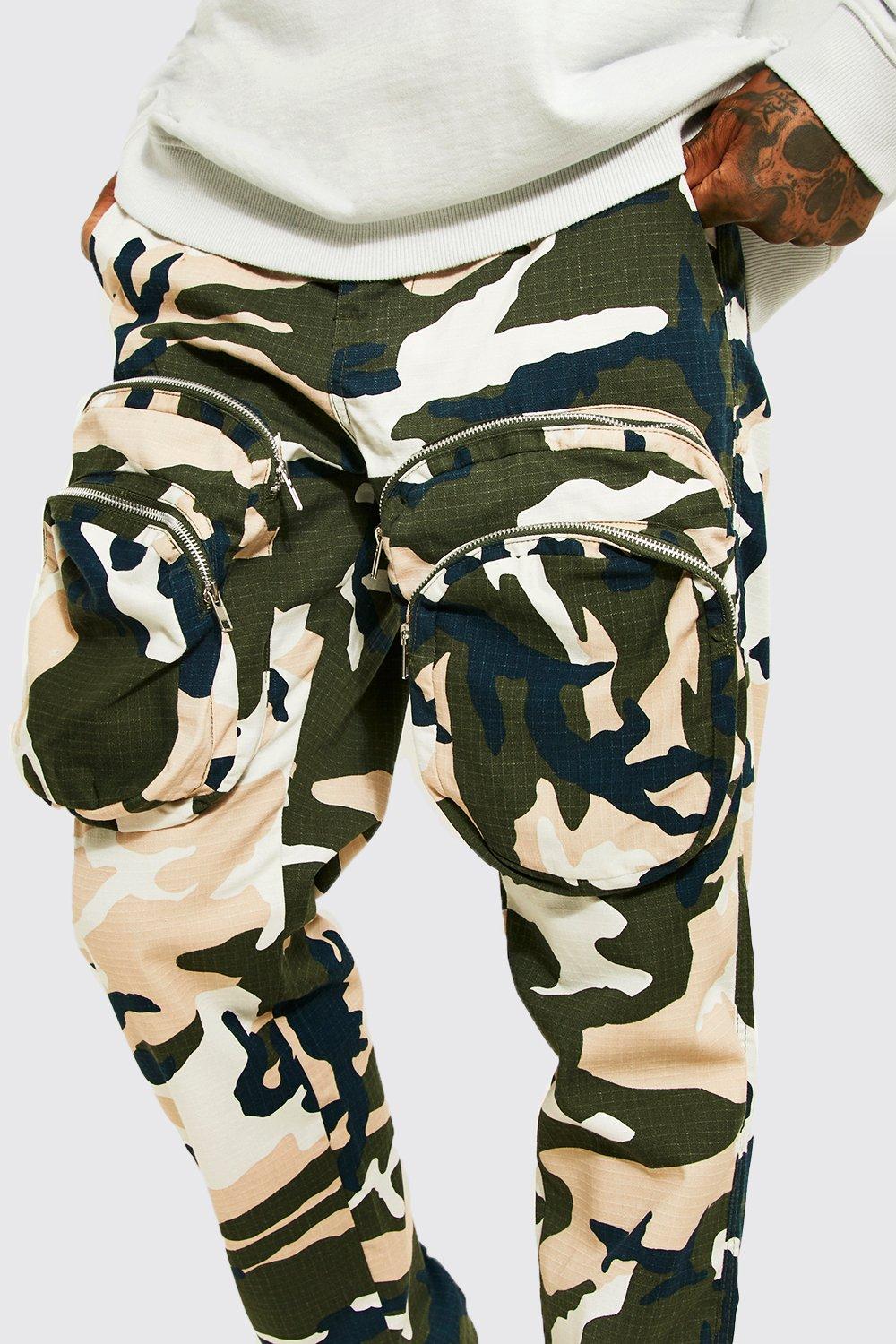 Camo pants with store zippers