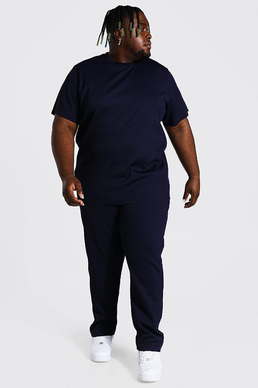 Grande taille - T-shirt plissé et jogging, Navy image number 1