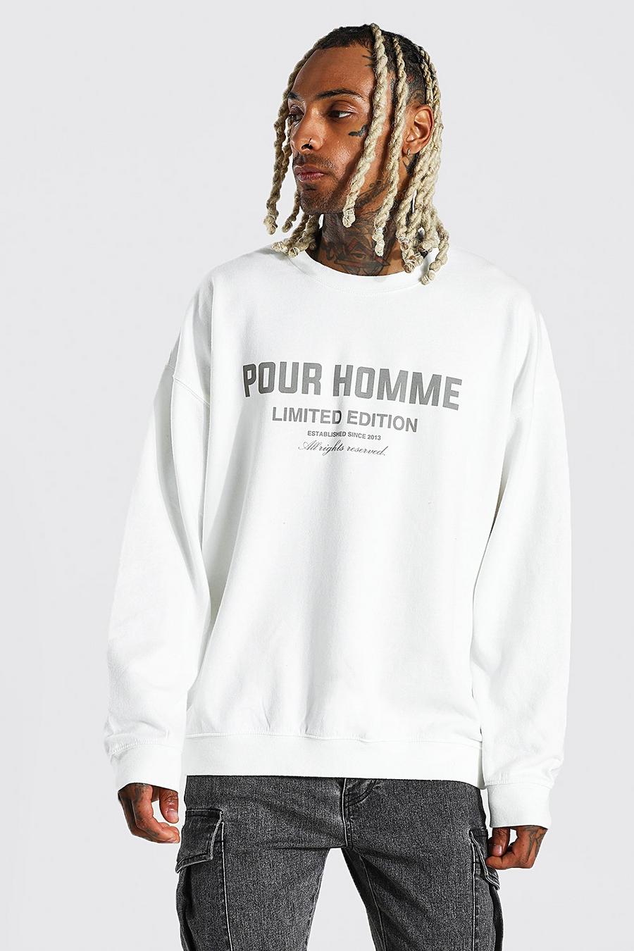 Ecru Oversized Homme Print Sweatshirt image number 1