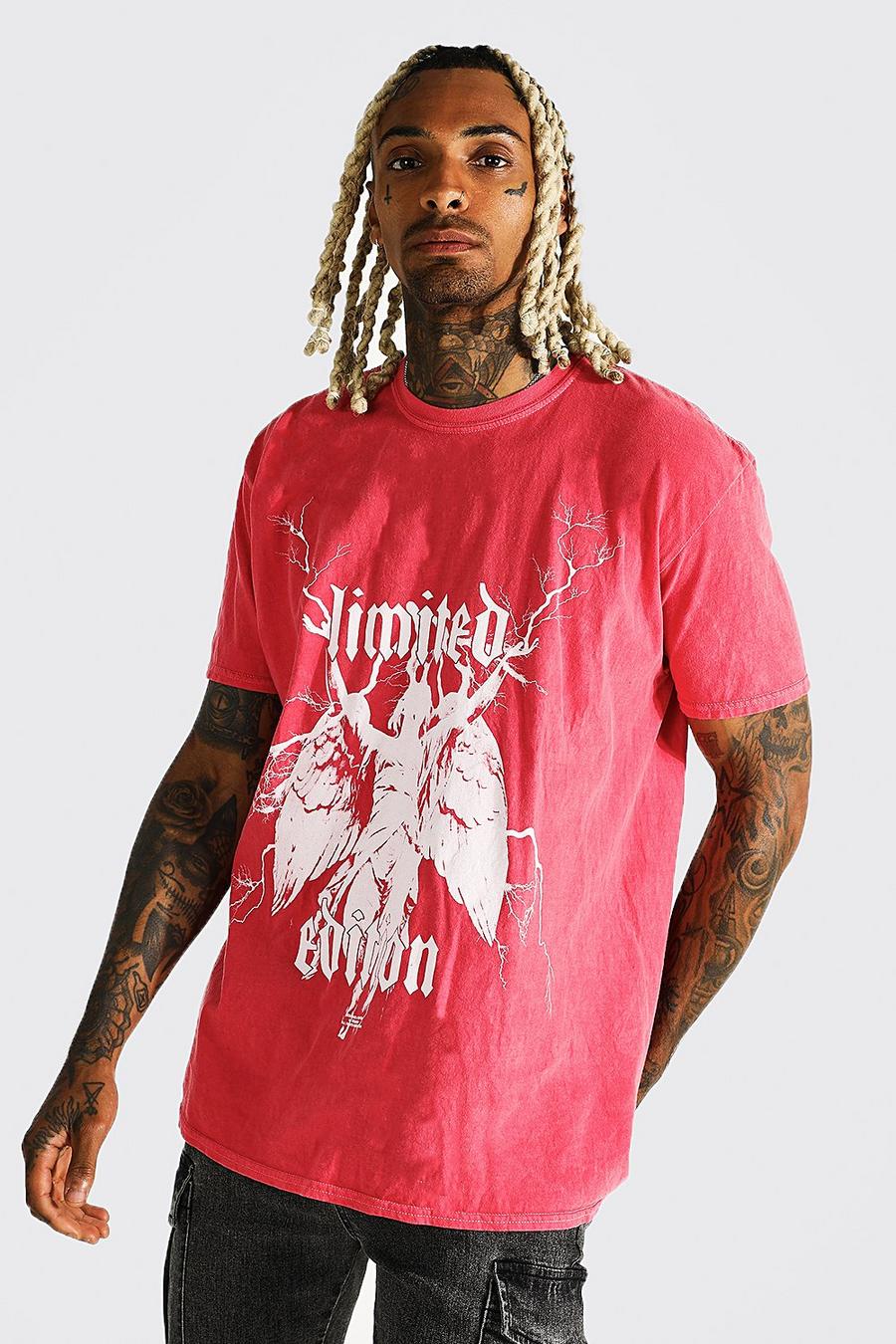 Oversized Statue Graphic Overdye T-shirt, Red image number 1