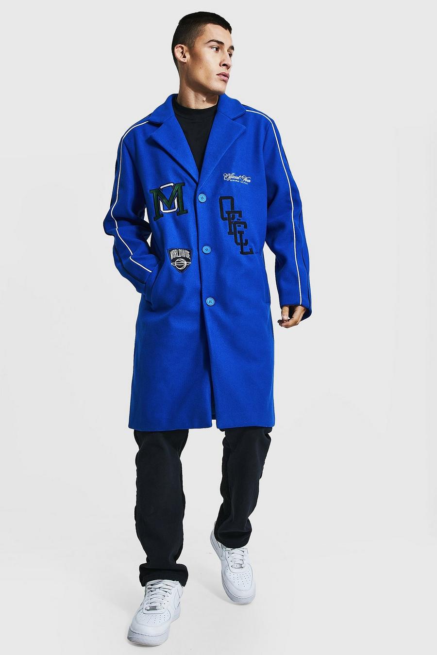 Manteau long à écussons universitaires, Cobalt image number 1