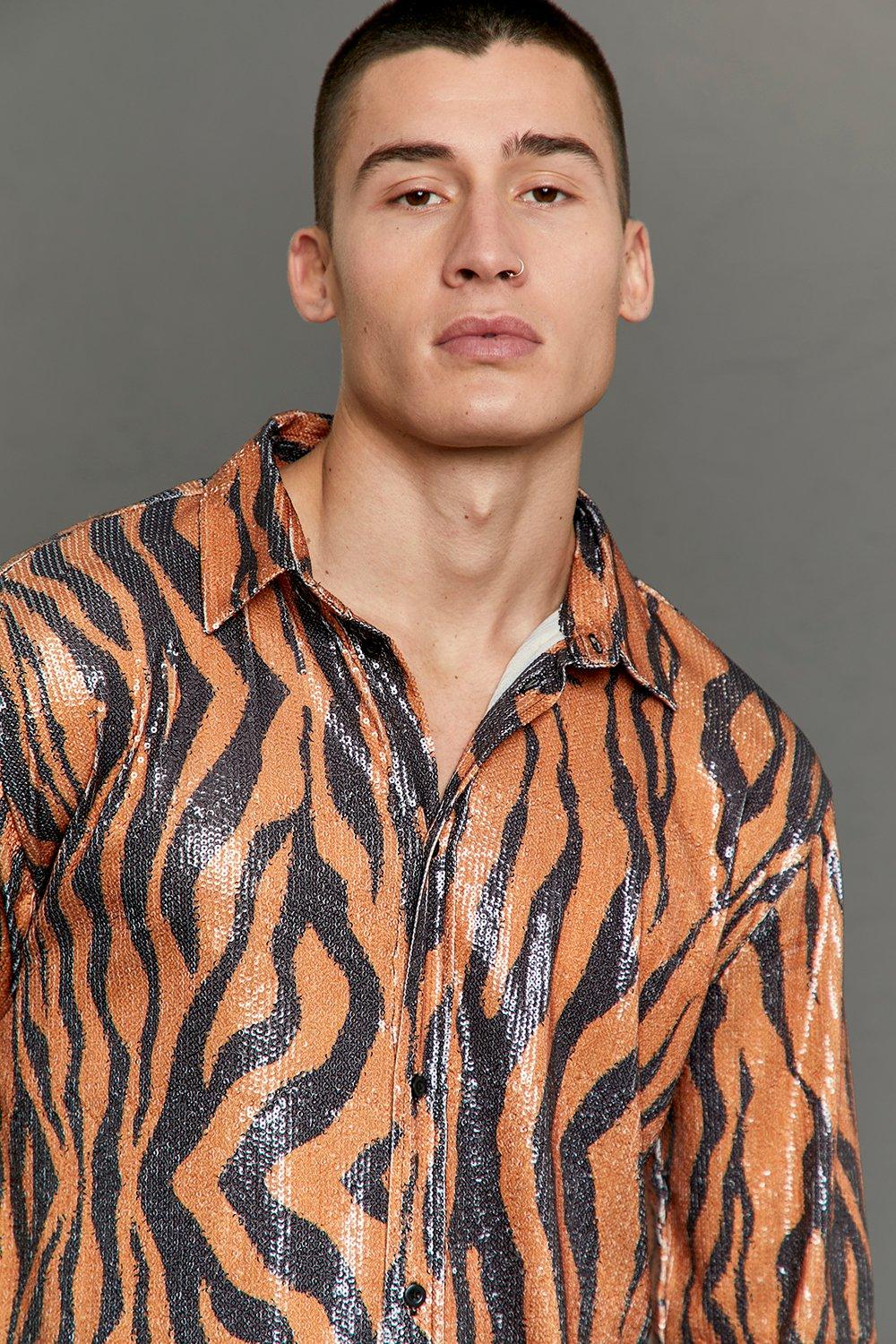 Long Sleeve Tiger Sequin Shirt