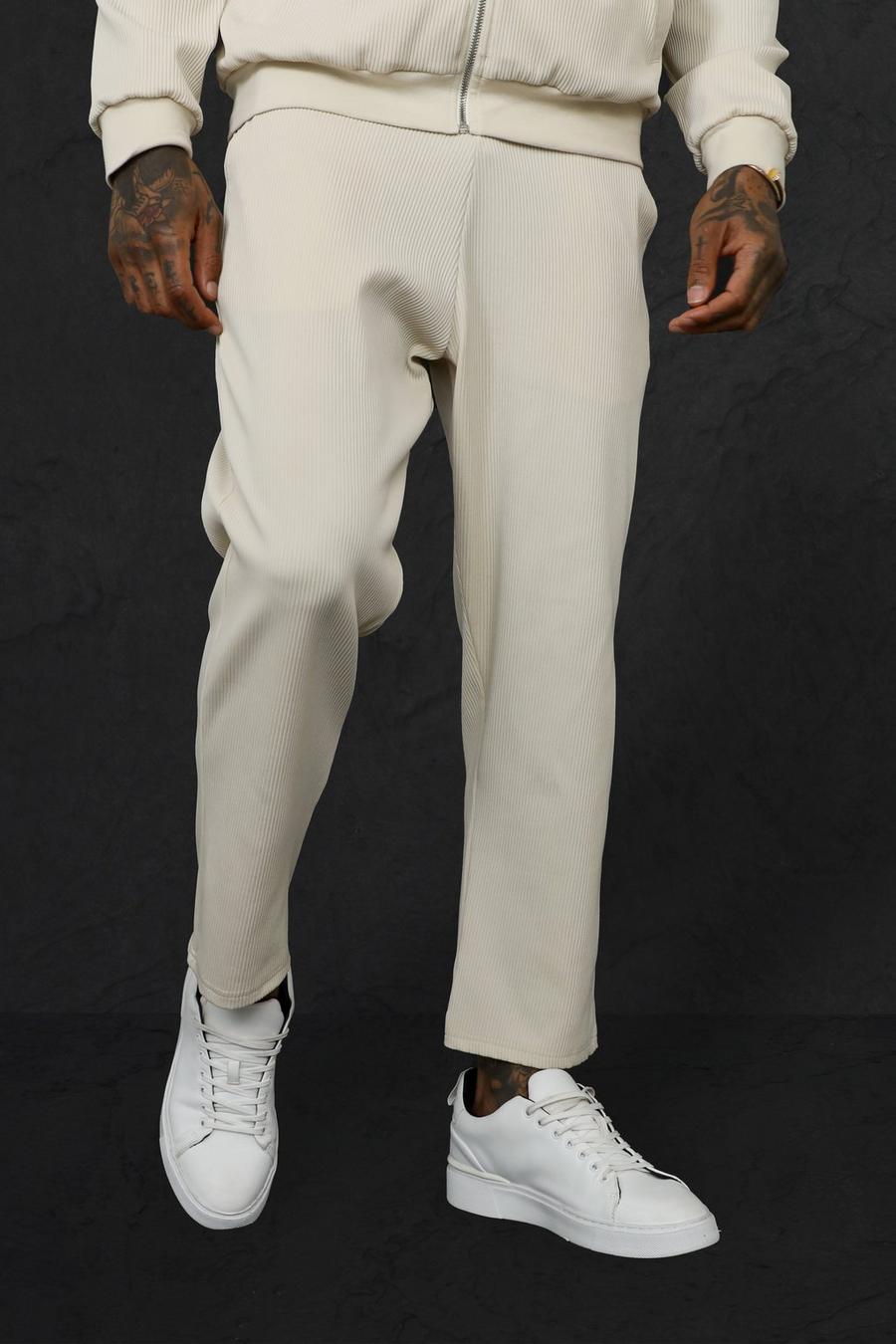 Pantalón plisado ajustado con cremallera, Taupe image number 1