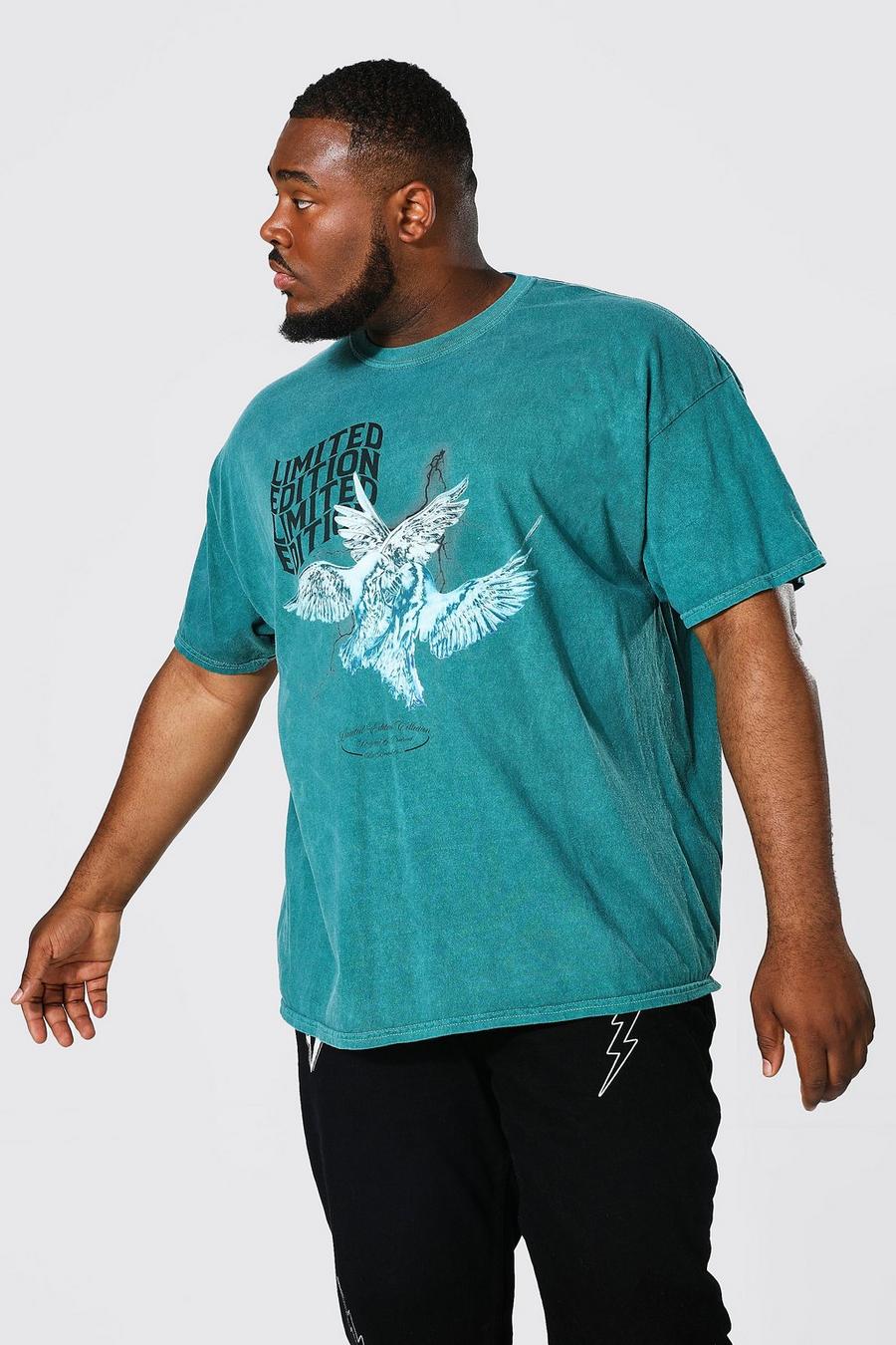 Green Plus Overdyed Limited Dove Print T-shirt image number 1