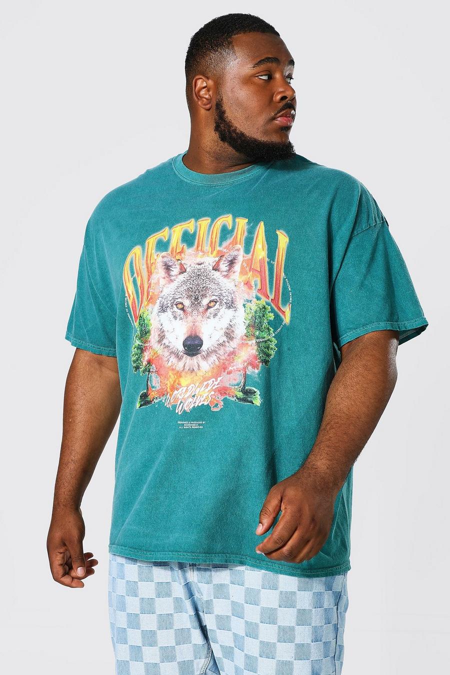 Green Plus Overdyed Official Wolf Print T-shirt image number 1