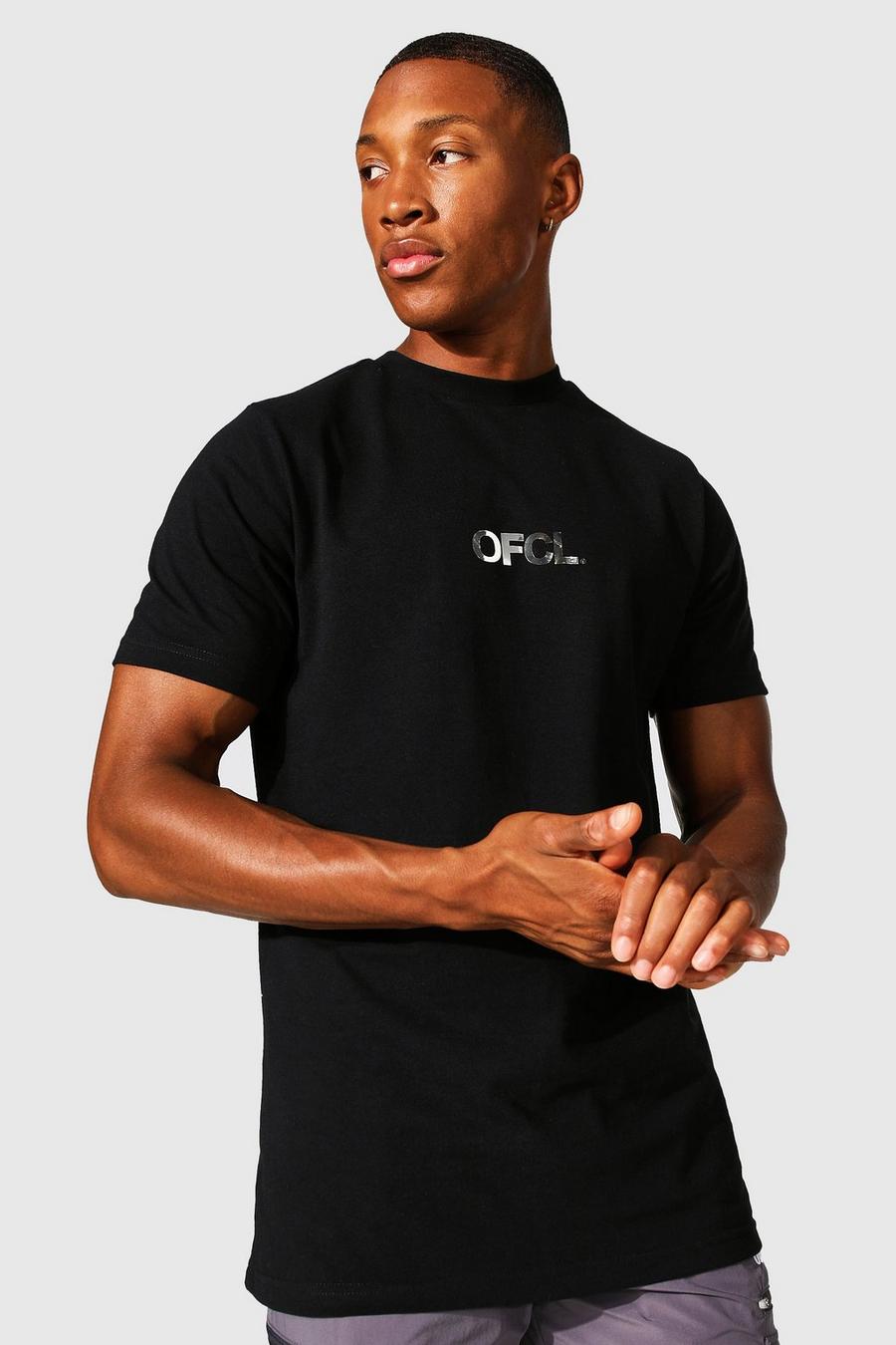 Black Slim Fit Metallic Ofcl T-shirt image number 1