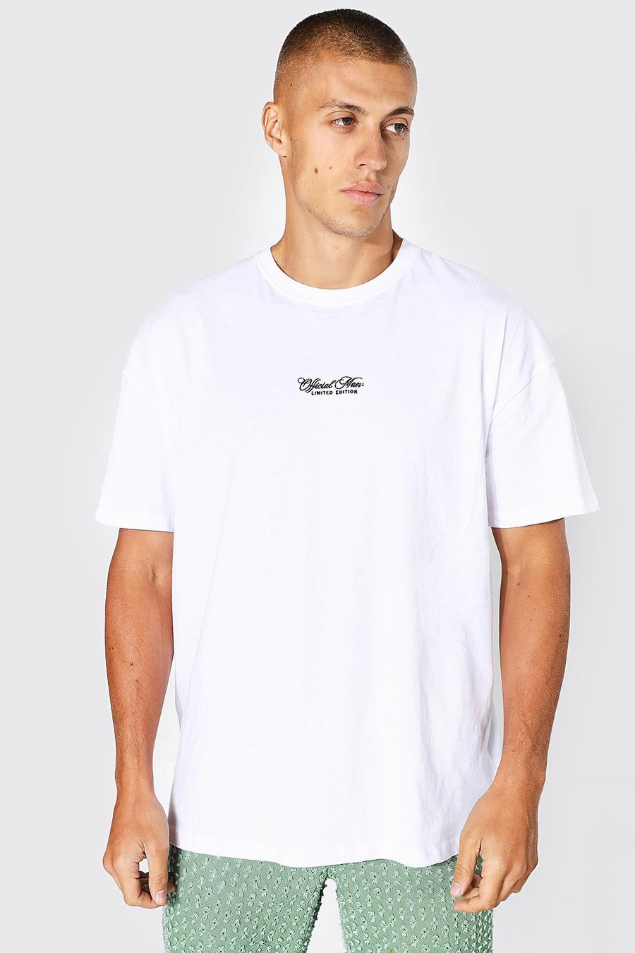 White Oversized Official Man Embroidered T-shirt image number 1