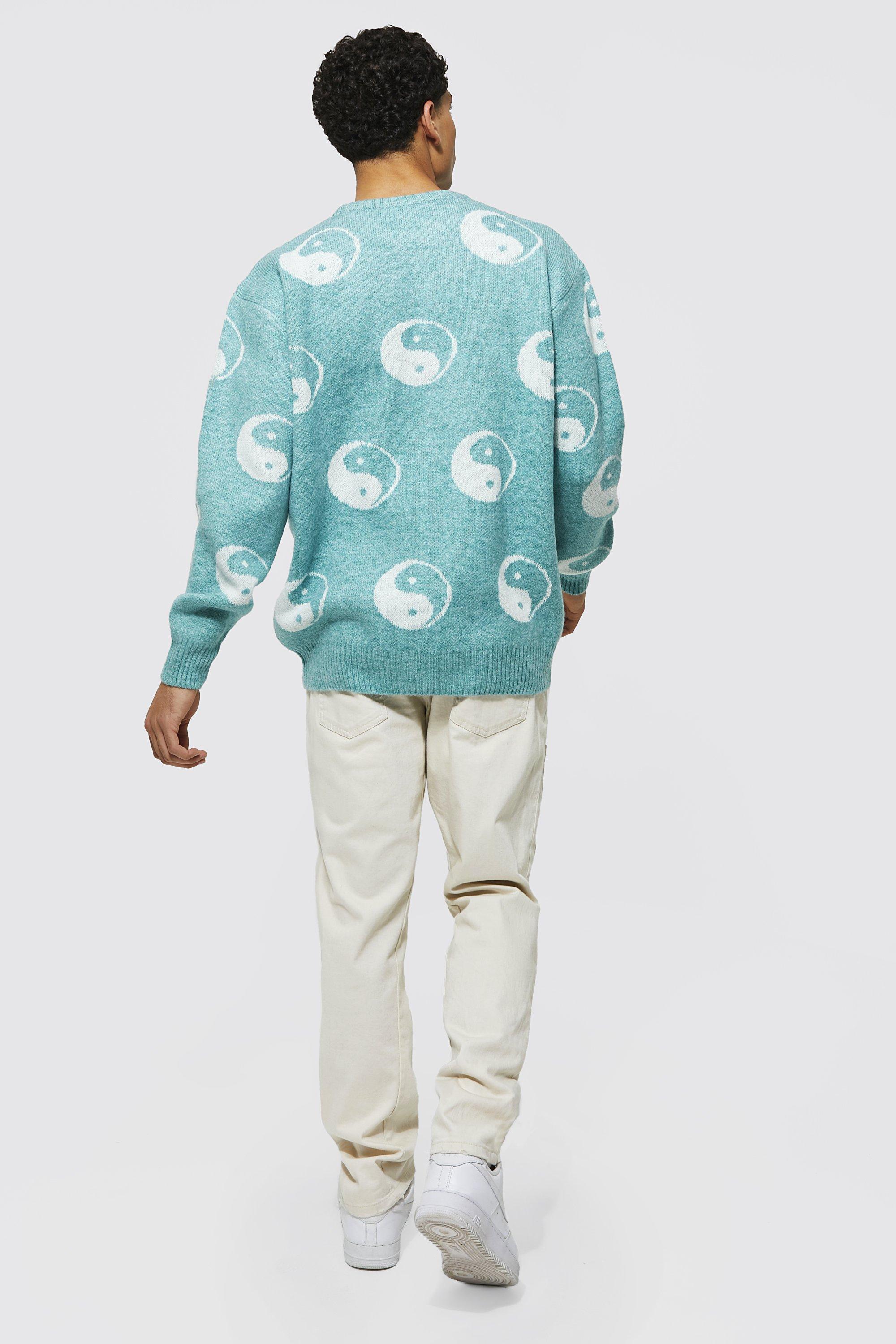 Oversized Heavyweight Yin Yang Knitted Jumper | boohoo Oversized Heavyweight Yin Yang Knitted Jumper | boohoo