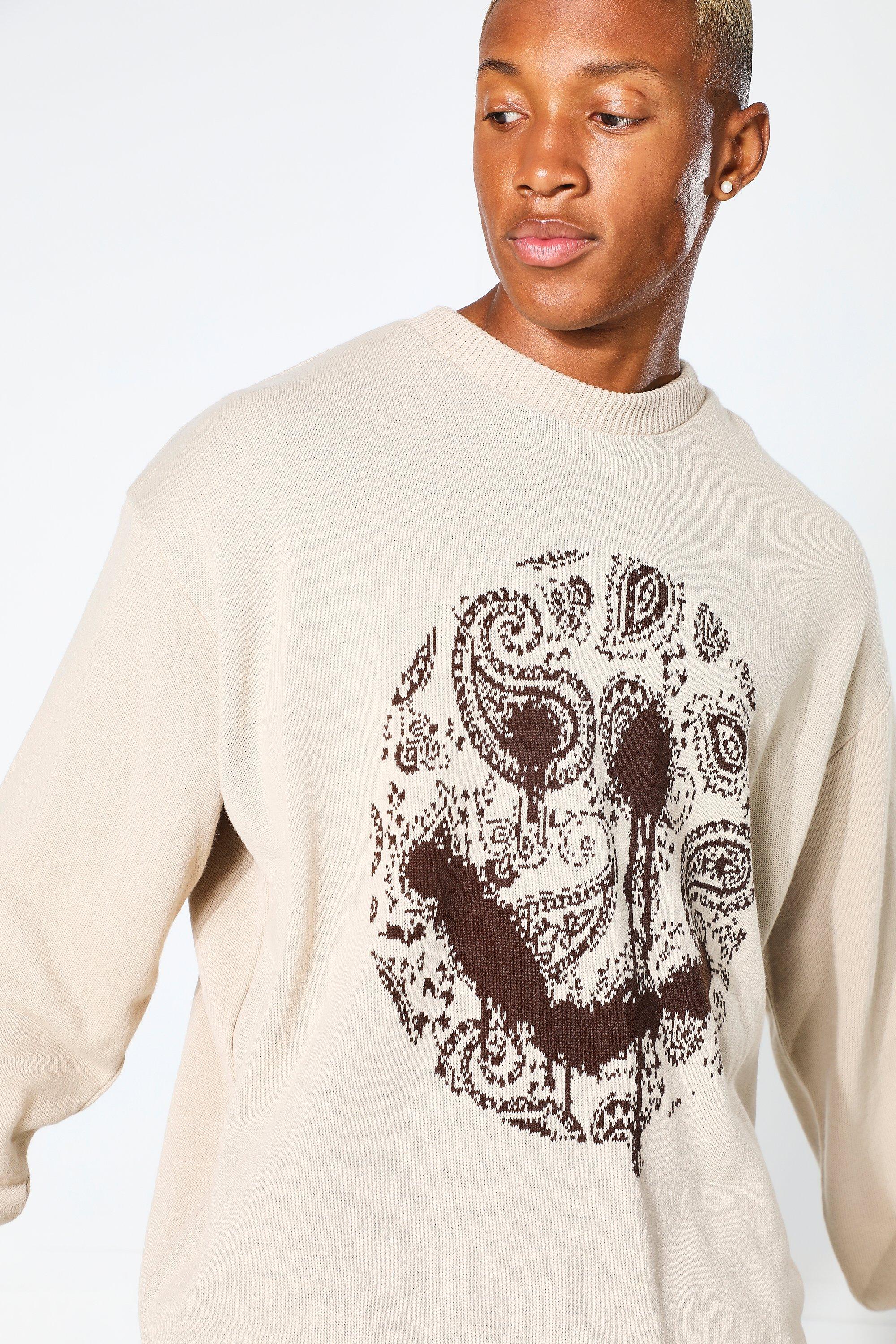 Oversized Paisley Drip Face Jumper boohoo NO