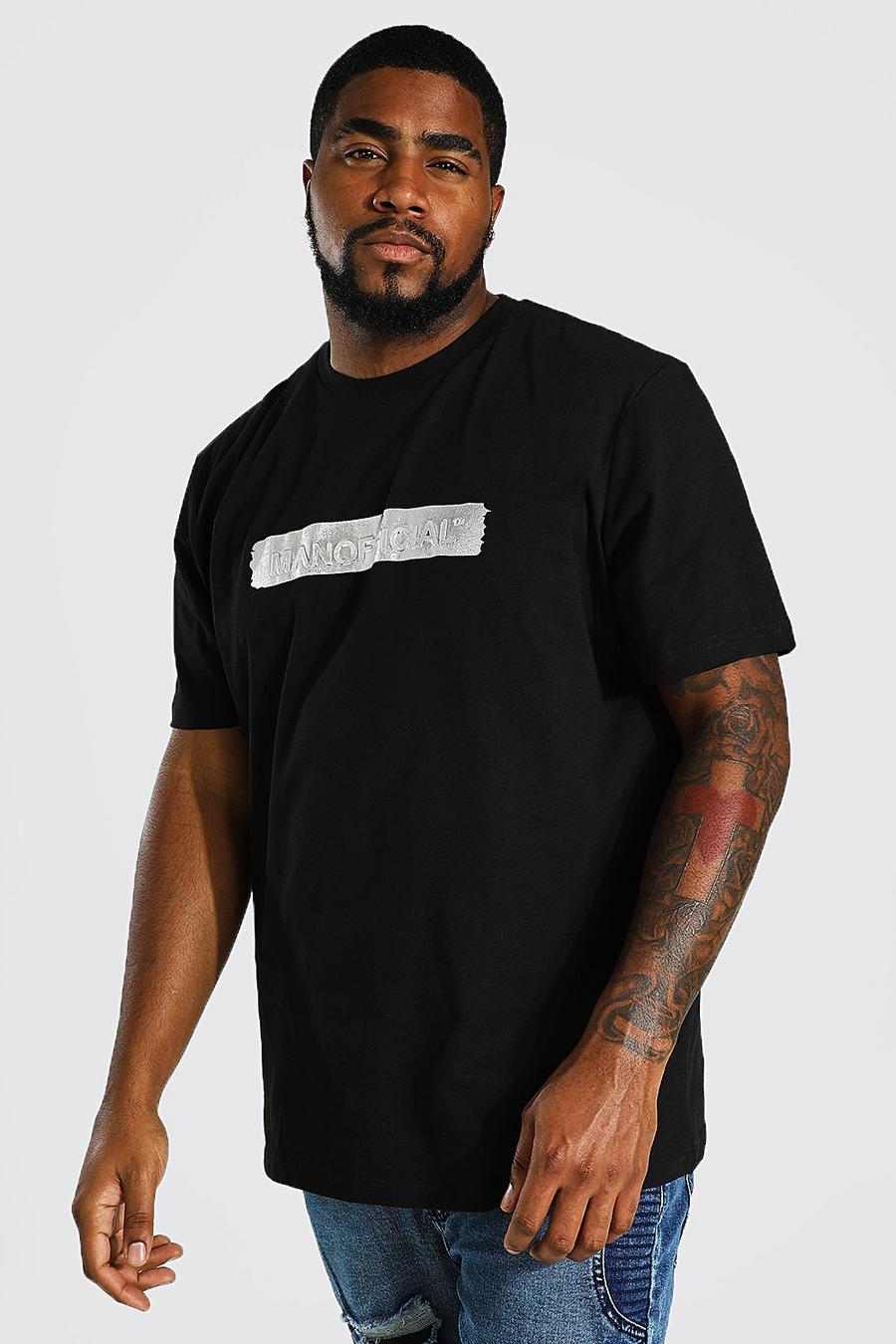 Plus Official Man T-Shirt mit Folien-Print, Schwarz black image number 1