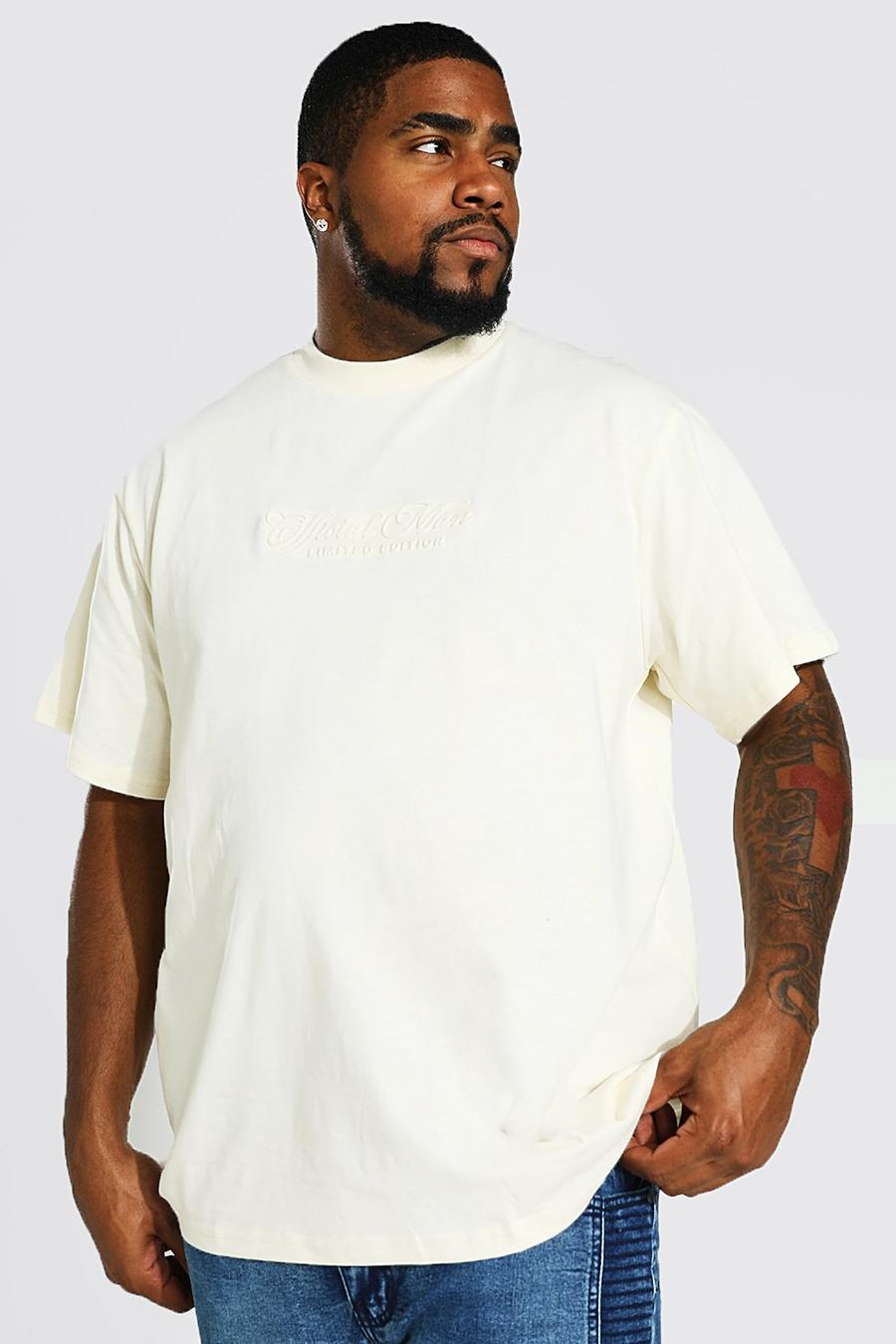 T-shirt Plus Size Official con incisioni e girocollo esteso, Sand image number 1