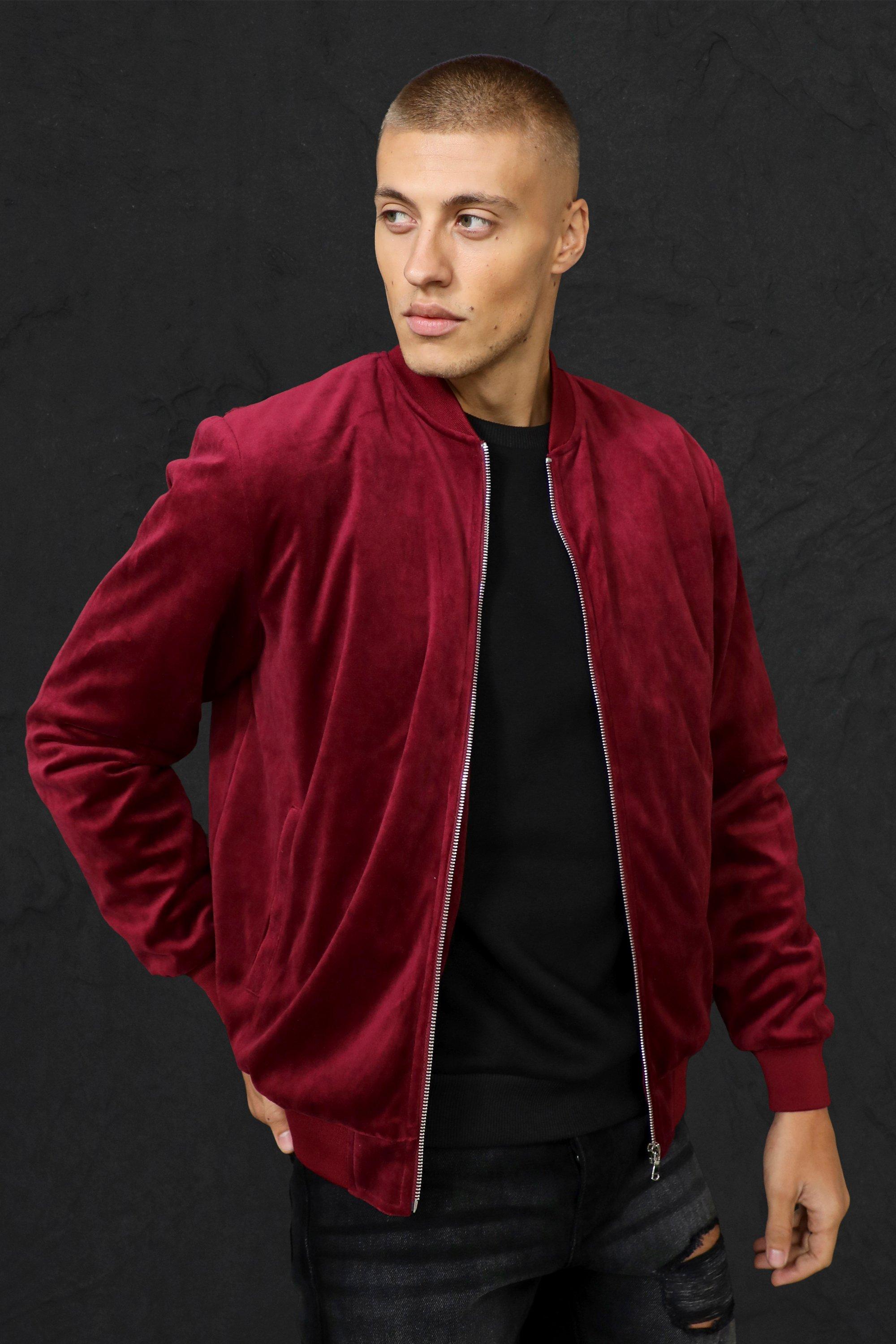 Men velvet 2025 bomber jacket