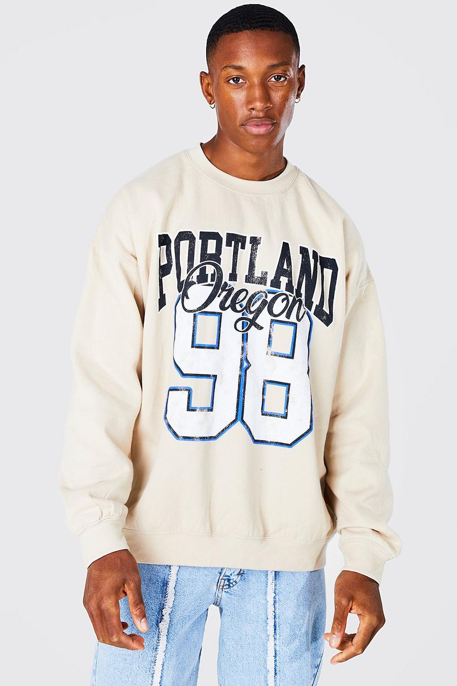 Oversize Sweatshirt mit Portland-Print, Sand image number 1